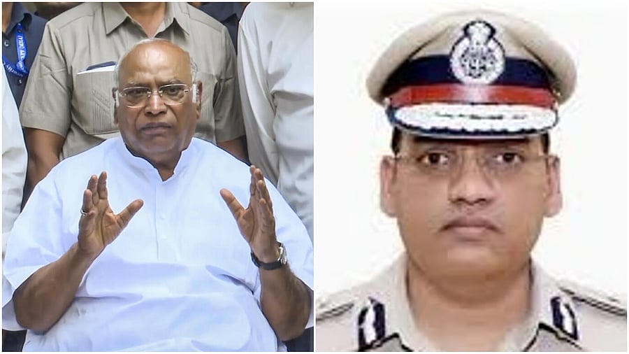 <div class="paragraphs"><p>Mallikarjun Kharge (L),&nbsp;Haryana IPS officer Y Puran Kumar.</p></div>
