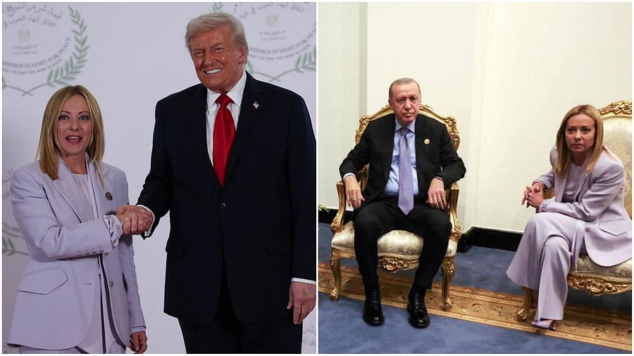 <div class="paragraphs"><p>Giorgia meloni with Donald Trump (L), with Tayyid&nbsp;Erdogan (R).</p></div>