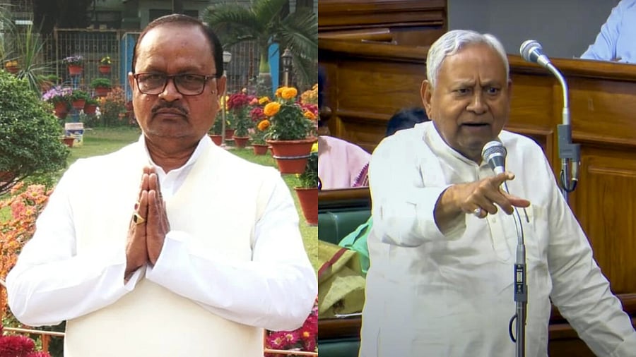 <div class="paragraphs"><p>(L - R) JD(U) MLA Gopal Mandal and Bihar CM Nitish Kumar</p></div>