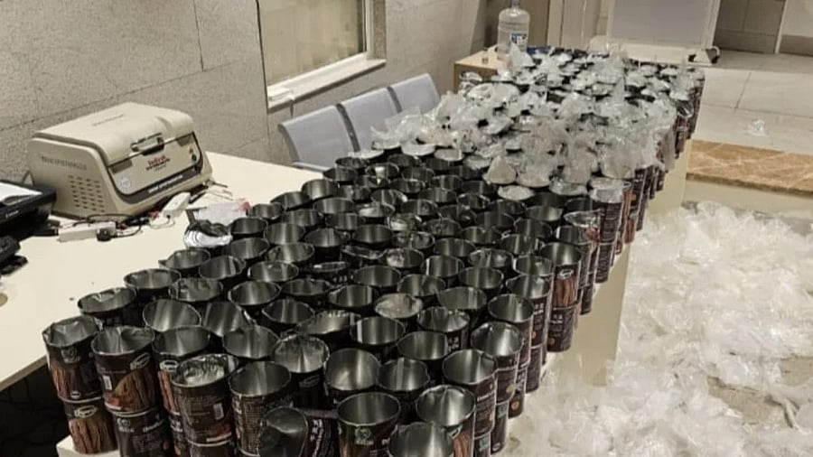 <div class="paragraphs"><p>The seized narcotics on display at the airport.  </p></div>