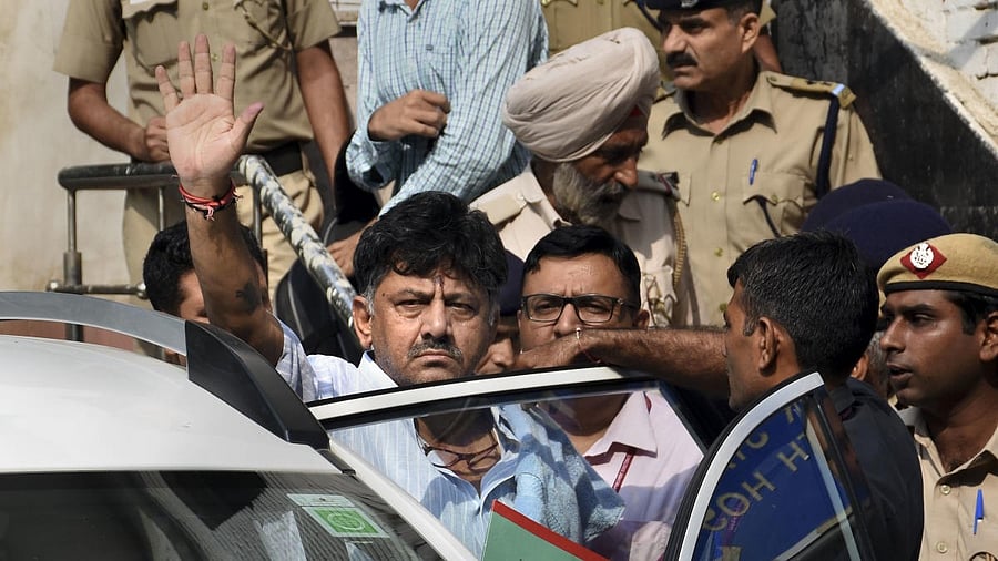 <div class="paragraphs"><p>File photo of Karnataka Congress leader DK Shivakumar after his arrest in 2019.&nbsp;</p></div>