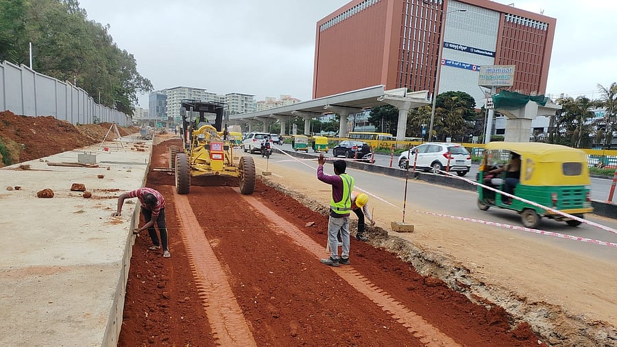 <div class="paragraphs"><p>A file photo of the service road construction near the Esteem Mall in Hebbal. </p></div>