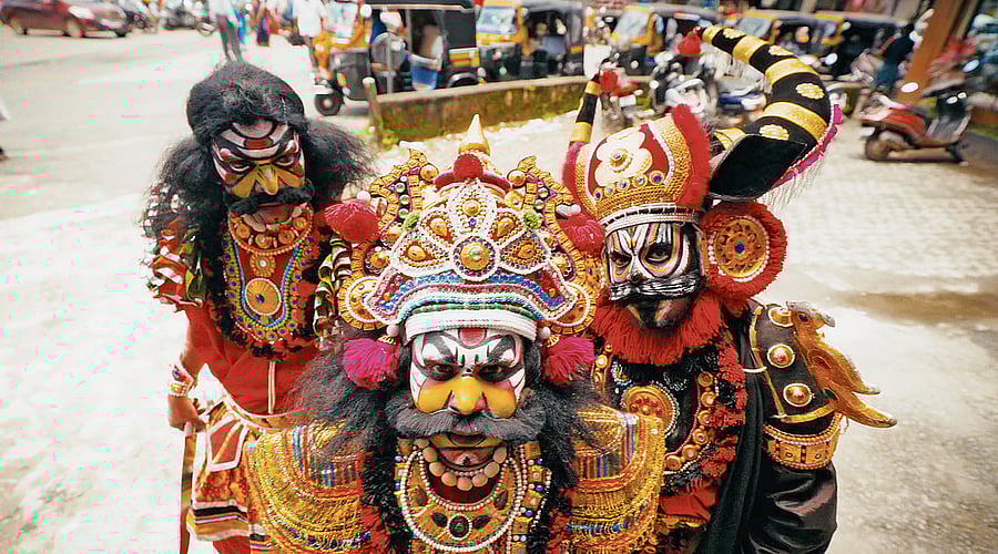 Three friends dress up as Rakkasas in the film.