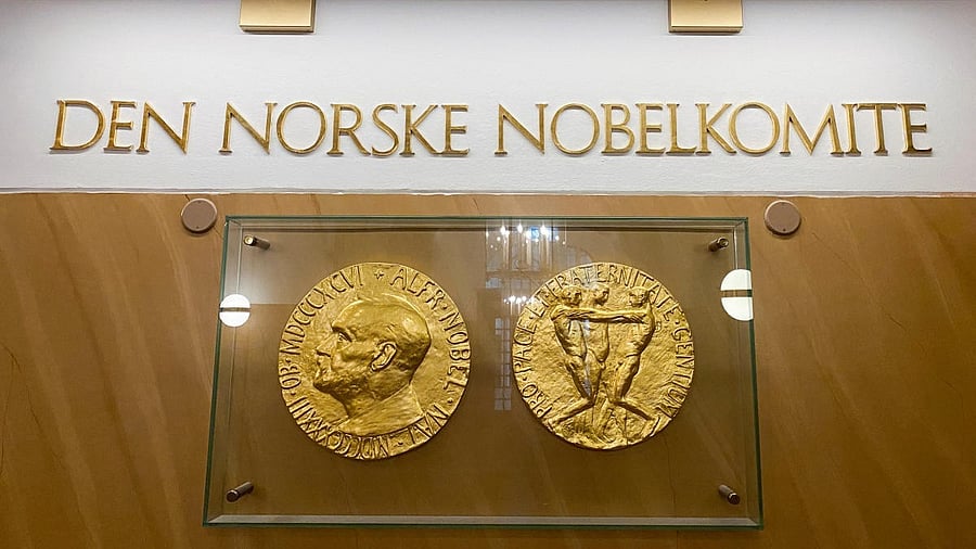 <div class="paragraphs"><p>Nobel Prize medals replicas are displayed inside the Norwegian Nobel Institute.</p></div>