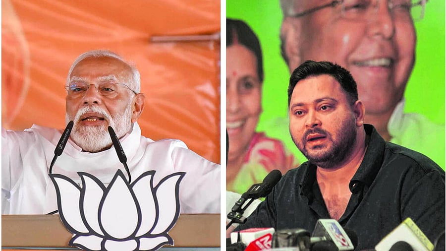 <div class="paragraphs"><p>Prime Minister Narendra Modi and RJD leader Tejashwi Yadav&nbsp;&nbsp;</p></div>