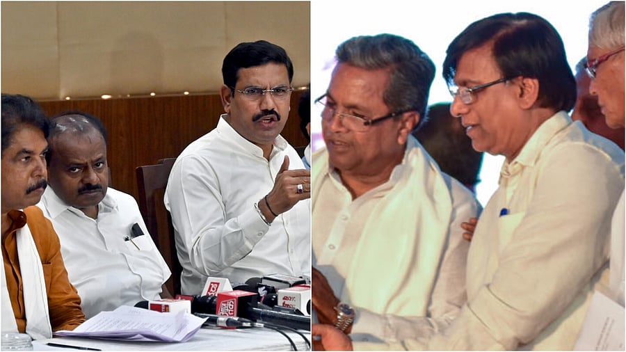 <div class="paragraphs"><p>BJP's B Y Vijayendra(L), Siddaramaiah with aide Basavaraj Rayareddi</p></div>
