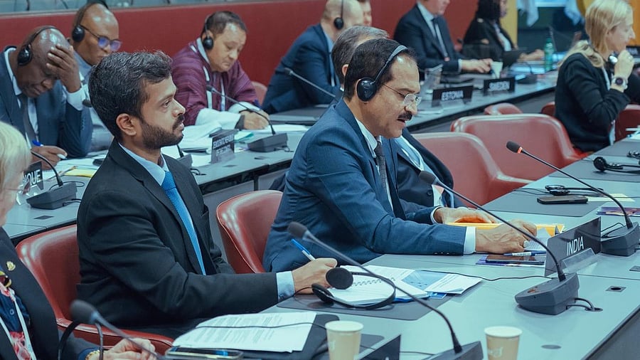 <div class="paragraphs"><p>Additional Secretary to Rajya Sabha KS Somashekhar speaking&nbsp; in the General Debate on "What measures have been put in place to mitigate the risk of future event preventing your Parliament from sitting?" at the meeting of the Association of Secretaries General of Parliament organised on the sidelines of&nbsp;the 151st Assembly of the Inter-Parliamentary Union (IPU), held in Geneva, Switzerland.</p></div>
