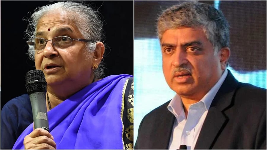 <div class="paragraphs"><p> Sudha Murty(L),&nbsp; Nandan M Nilekani</p></div>