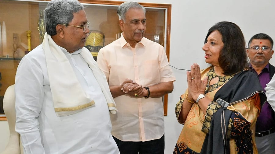 <div class="paragraphs"><p>Biocon founder Kiran Mazumdar-Shaw met CM Siddaramaiah on Tuesday.&nbsp;</p></div>