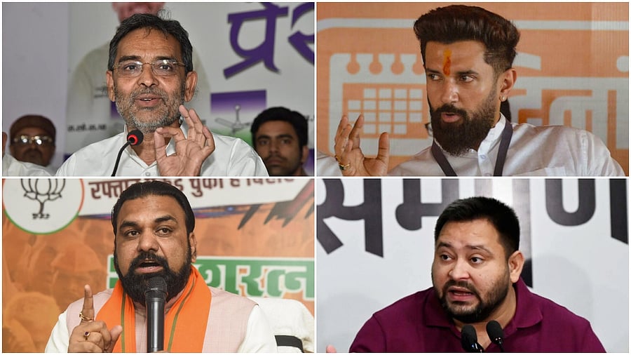 <div class="paragraphs"><p>(Clockwise from top left) Upendra Kushwaha, Chirag Paswan, Tejashwi Yadav and Samrat Choudhary</p></div>