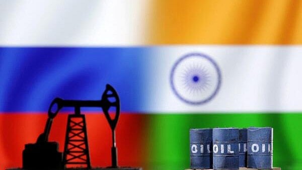 <div class="paragraphs"><p>Illustration showing oil pump jack, Russian and Indian flags. (Representative image)</p></div>