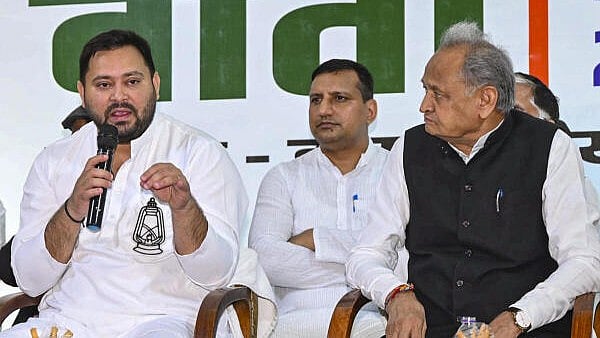 <div class="paragraphs"><p>RJD's Tejashwi Yadav addresses I.N.D.I.A. bloc press conference, in Patna</p></div>