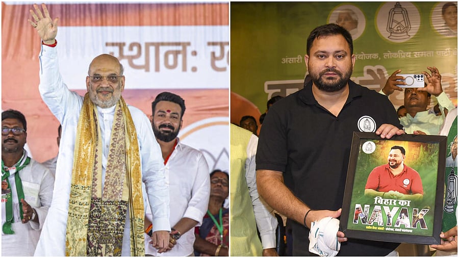 <div class="paragraphs"><p>Union Home Minister Amit Shah (L) and RJD leader Tejashwi Yadav.</p></div>