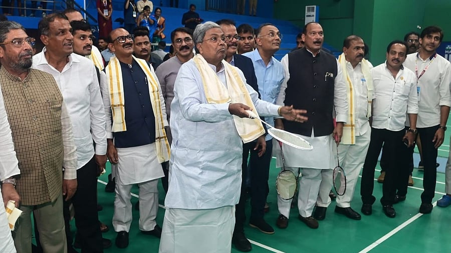 <div class="paragraphs"><p>The CM attempts a game after inaugurating the Yonex Sunrise Chief Minister's Mangalore India International Challenge 2025 Badminton tournament</p></div>