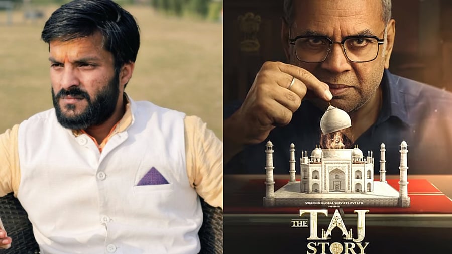 <div class="paragraphs"><p>Dr. Rajneesh Singh BJP spokesperson from Ayodhya (l) and poster of <em>The Taj Story</em> film.</p></div>