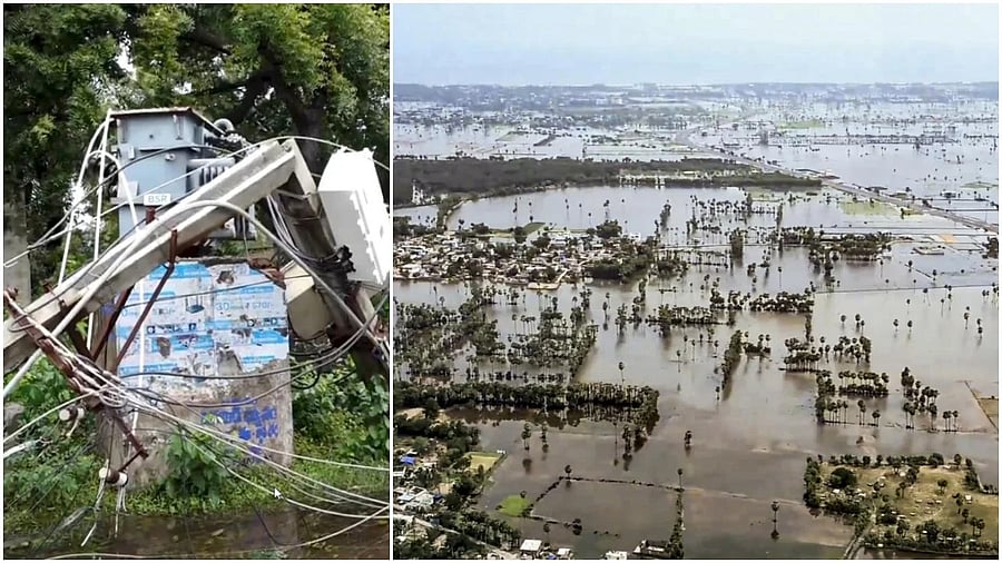 <div class="paragraphs"><p>Damaged electric poles  in Machilipatnam, Andhra Pradesh, a view of an area affected by Cyclone Montha.</p></div>