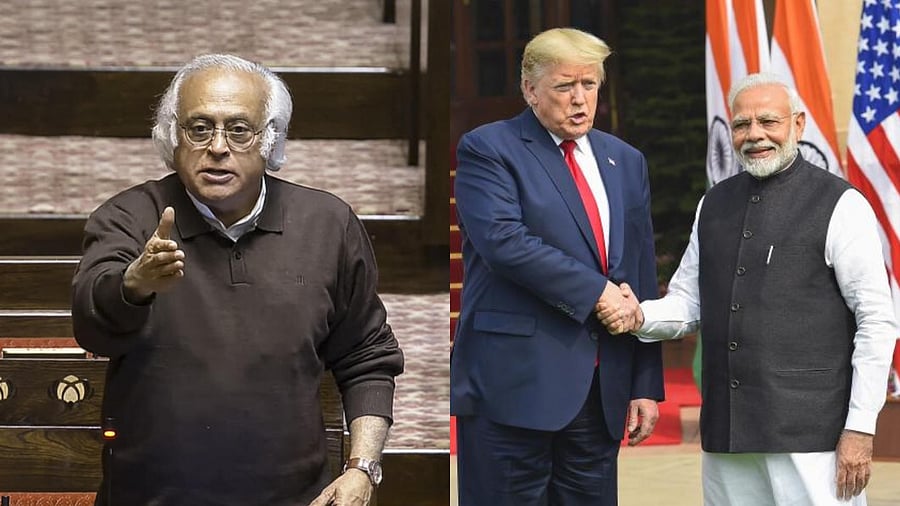 <div class="paragraphs"><p>Congress' Jairam Ramesh (L), Prime Minister Narendra Modi (R) and US President Donald Trump.</p></div>