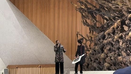 <div class="paragraphs"><p>Kerala musicians singer Vijay Yesudas and keyboardist Stephen Devassy in Vatican City.</p></div>