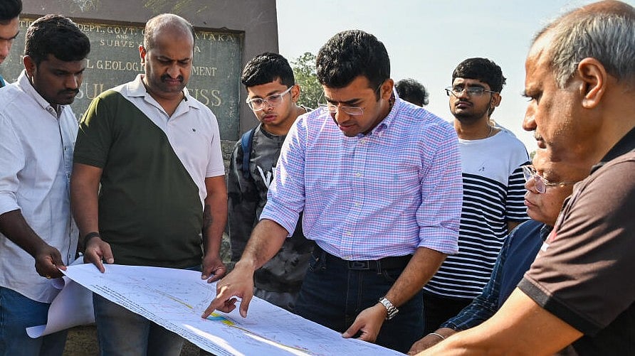 <div class="paragraphs"><p>MP Tejasvi Surya flags concerns over Tunnel Road project at Lalbagh Botanical Garden during a visit to the park. </p></div>