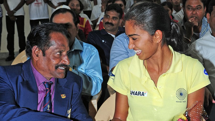 <div class="paragraphs"><p>Manuel Frederick during a felicitation function at the KSHA after the former India goalkeeper coached the Indian side to bronze medal in the 2013 Junior World Cup in Germany. </p></div>