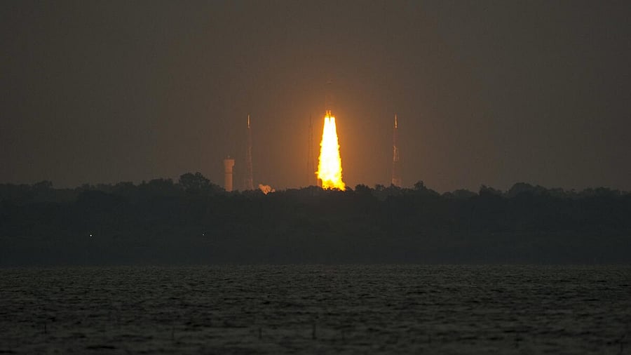 <div class="paragraphs"><p>ISRO's launch vehicle LVM3-M5 carrying the communication satellite CMS-03 lifts off from the launch pad at the Satish Dhawan Space Centre, in Sriharikota, Andhra Pradesh, Sunday, Nov. 2, 2025. CMS-03 is the heaviest satellite to be carried by a domestic rocket, launched from the Indian soil and into the Geosynchronous Transfer Orbit (GTO).</p></div>