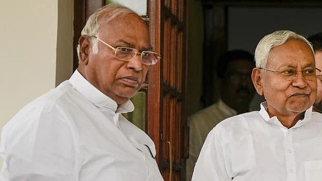 <div class="paragraphs"><p>File photo of Congress President Mallikarjun Kharge with Bihar Chief Minister Nitish Kumar</p></div>