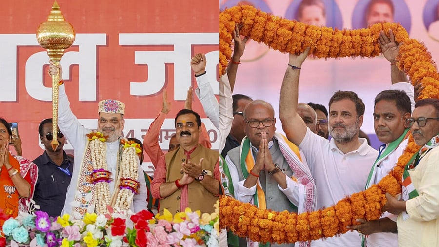 <div class="paragraphs"><p>Home Minister Amit Shah (L) and LoP of Lok Sabha Rahul Gandhi (R) in Bihar election campaigns.</p></div>