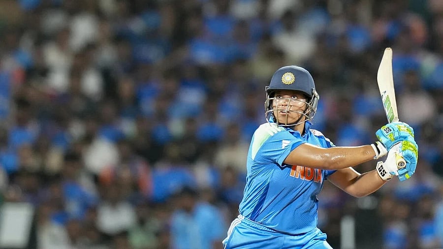 <div class="paragraphs"><p>India's Richa Ghosh plays a shot during the ICC Women's World Cup final ODI cricket match between India Women and South Africa Women, at the DY Patil Stadium.</p></div>
