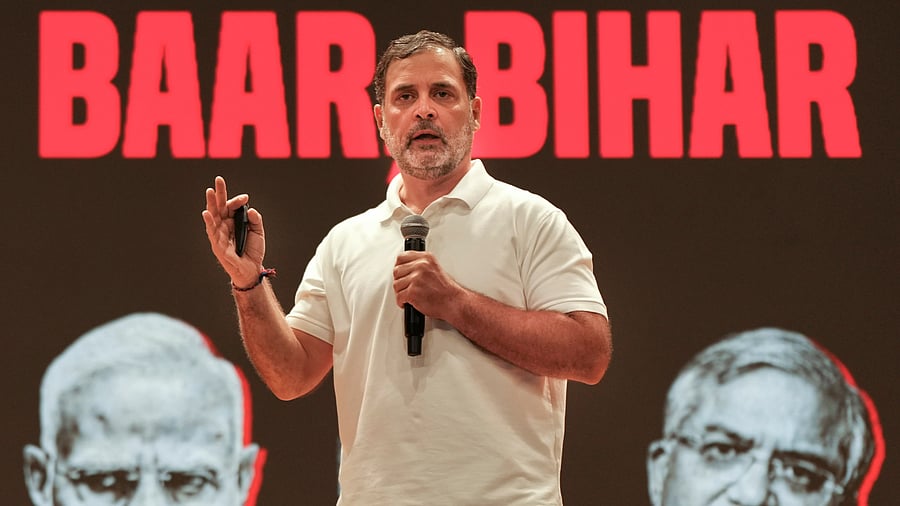 <div class="paragraphs"><p>Congress leader Rahul Gandhi during a press conference in New Delhi on Wednesday. </p></div>