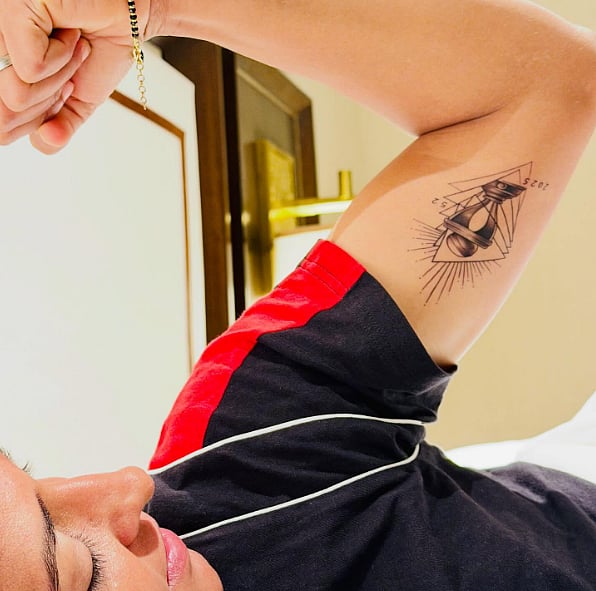 <div class="paragraphs"><p>Harmanpreet Kaur with her new tattoo.&nbsp;</p></div>