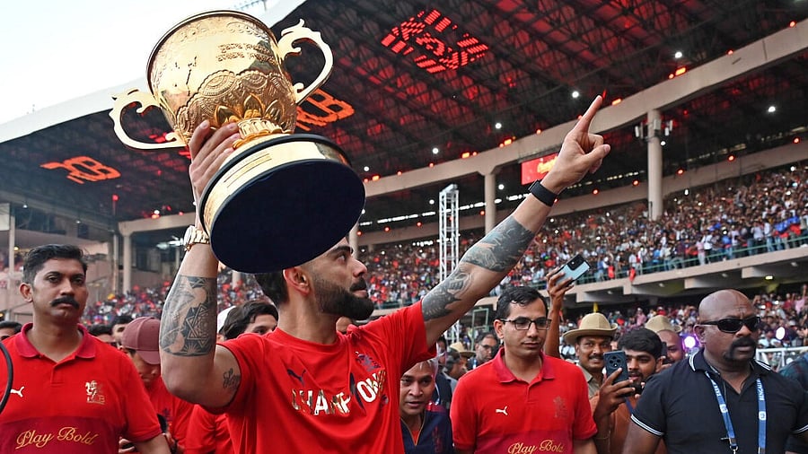 <div class="paragraphs"><p>RCB star Virat Kohli during the IPL title celebrations in Bengaluru. </p></div>