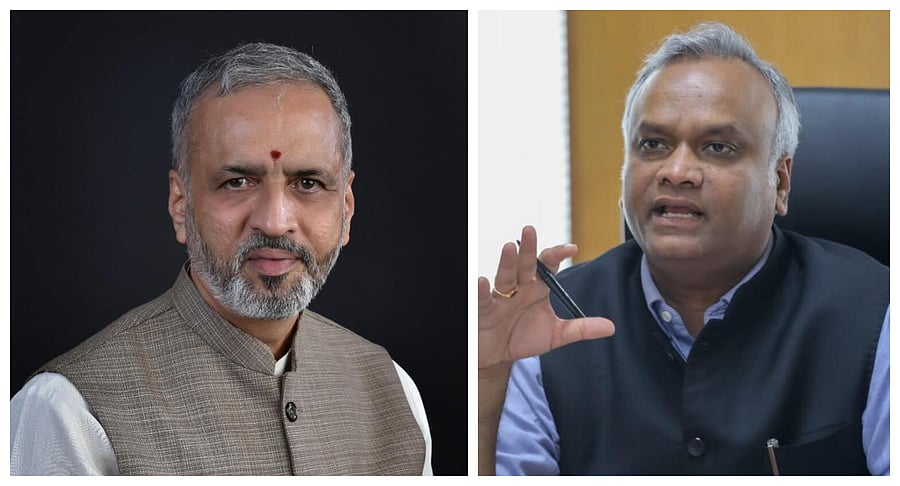 <div class="paragraphs"><p>Vishweshwar Hegde Kageri (R) and Priyank Kharge</p></div>