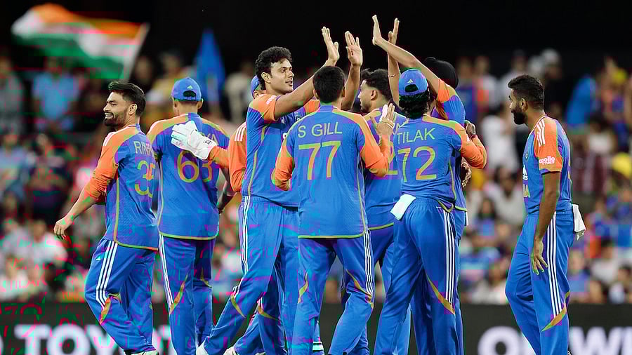 <div class="paragraphs"><p>Team India celebrate their win. </p></div>