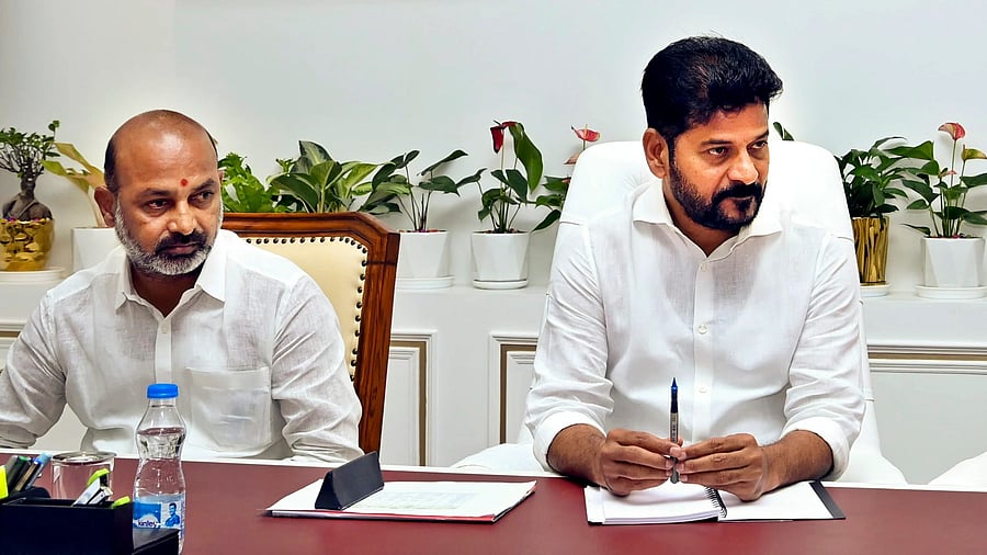 <div class="paragraphs"><p>Bandi Sanjay Kumar during a meeting with Telangana Chief Minister A Revanth Reddy.</p></div>