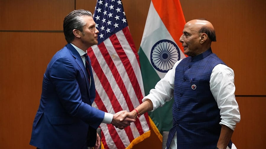 <div class="paragraphs"><p> Defence Minister Rajnath Singh with United States Secretary of War Pete Hegseth during a meeting to sign a 10-year U.S.-India Defence Framework, in Kuala Lumpur, Malaysia. <br></p></div>
