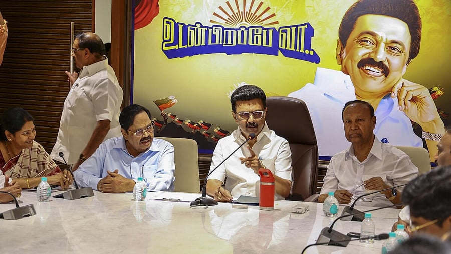 <div class="paragraphs"><p>MK Stalin with other DMK leaders. </p></div>