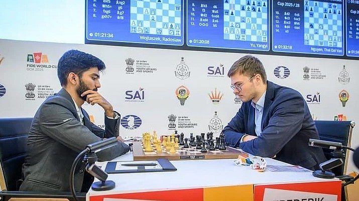 D Gukesh (left) lost to Germany's Frederik Svane in the third round of the FIDE World Cup in Goa on Saturday. FIDE