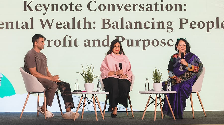 <div class="paragraphs"><p>Kiran Mazumdar-Shaw, Founder of Biocon Limited and Biocon Biologics Limited in conversation with Nithin Kamath, CEO of Zerodha at a session during Manotsava, National Mental Health Festival'. The session was moderated by Rohini Nilekani, a Philanthropist. </p></div>