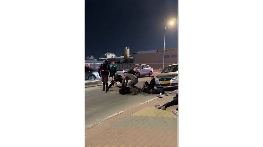 <div class="paragraphs"><p>Soccer fans fighting in northern Israel.</p></div>