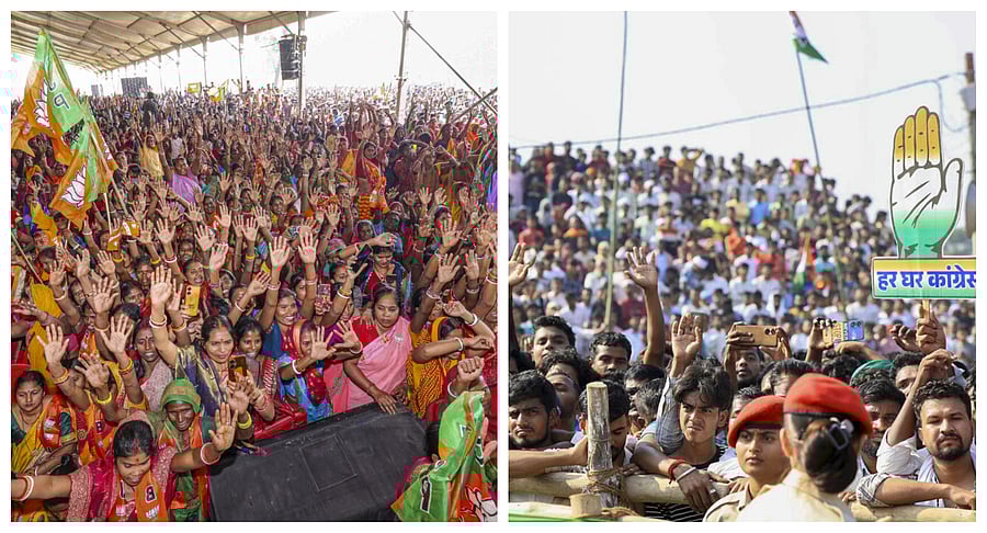 <div class="paragraphs"><p>The crowd at NDA and Mahagathbandhan election rallies. </p></div>