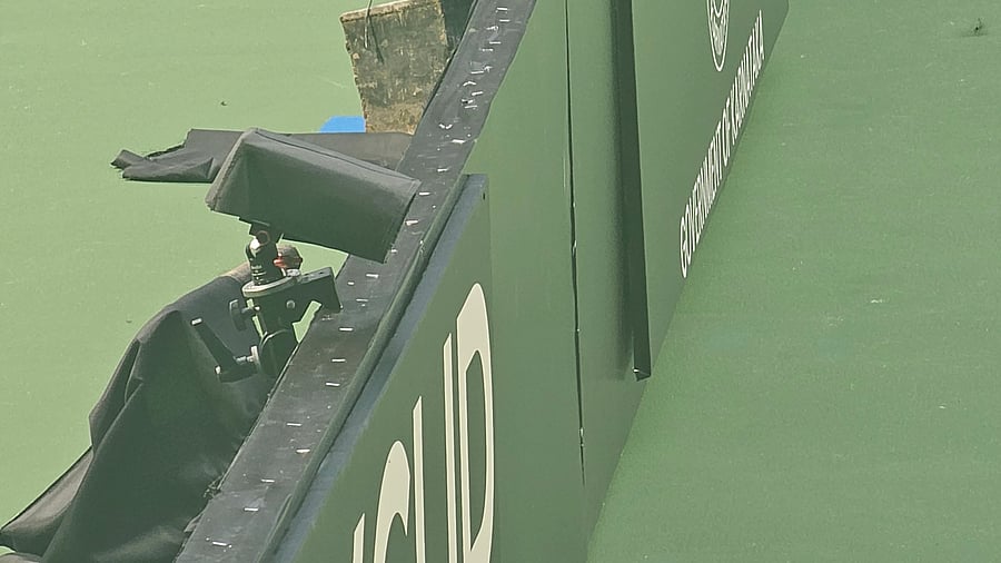 <div class="paragraphs"><p>One of the cameras of the Hawk-Eye system installed at the SM Krishna Stadium in Bengaluru for the Billie Jean King Cup playoffs this week. </p></div>