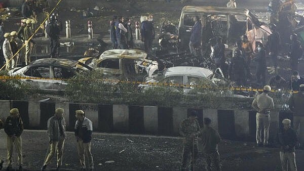 <div class="paragraphs"><p>A major explosion took place in a car parked near Gate No 1 of Delhi’s Red Fort Metro Station on Monday, killing at least nine people. Credit: PTI&nbsp;</p></div>