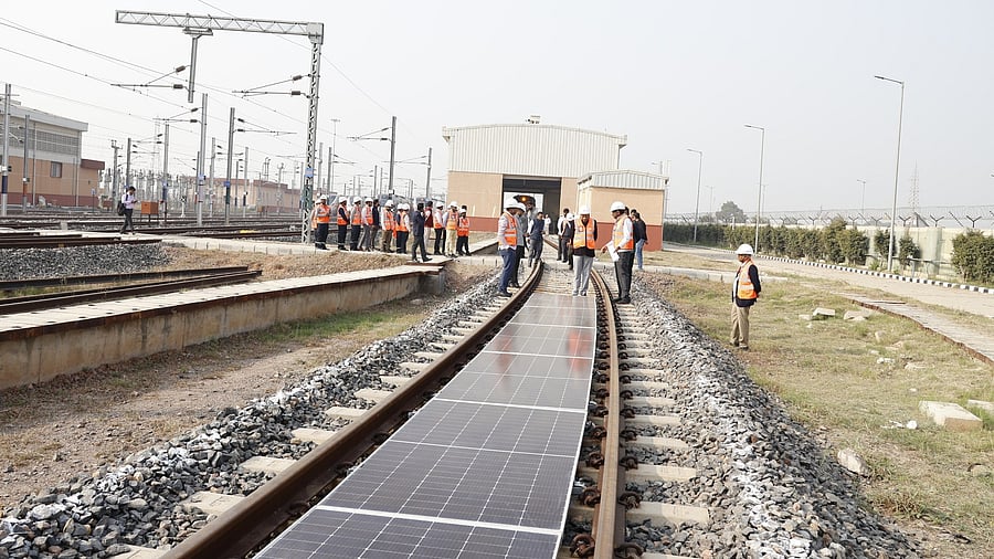 <div class="paragraphs"><p>Solar on Track’ project at the Namo Bharat Depot in Duhai</p></div>