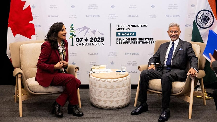 <div class="paragraphs"><p>Anita Anand, the Canadian minister of foreign affairs, greets Minister of External Affairs of India Subrahmanyam Jaishankar during their bilateral meeting at the G7 foreign ministers meeting, in Niagara-on-the-Lake, Ontario, Canada.</p></div>