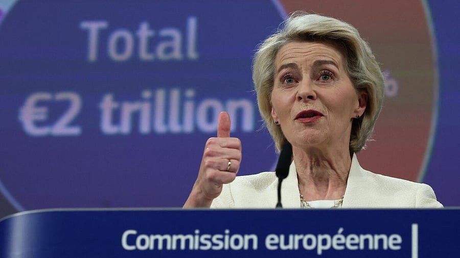 <div class="paragraphs"><p>European Commission President Ursula von der Leyen speaks during a press conference on a proposal for the EU's next seven-year budget, in Brussels, Belgium.</p></div>