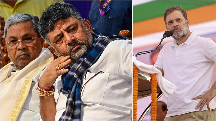 <div class="paragraphs"><p>Karnataka CM Siddaramaiah and his deputy DK Shivakumar(L), Rahul Gandhi at a rally in Bihar</p></div>