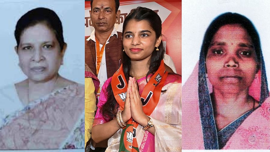 <div class="paragraphs"><p>Renu Devi (left), Maithili Thakur (centre) and Savitri Devi</p></div>