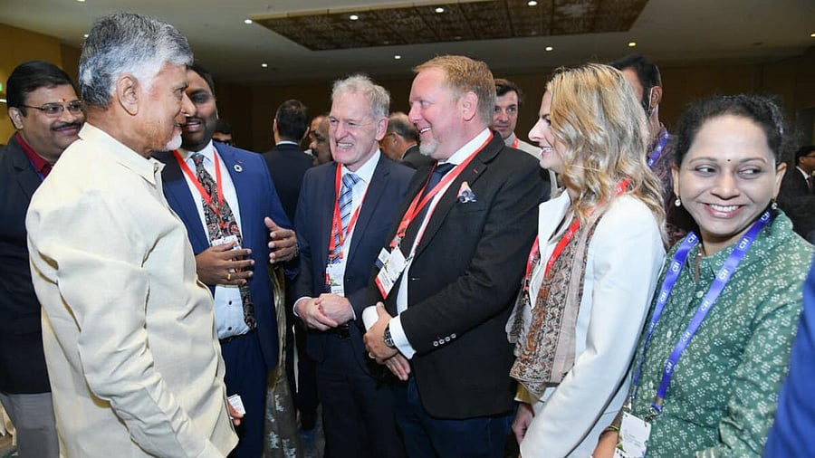 <div class="paragraphs"><p>Andhra Pradesh Chief Minister N. Chandrababu Naidu meets foreign delegates during the India-Europe Business Roundtable ahead of the CII Partnership Summit, in Visakhapatnam.</p></div>