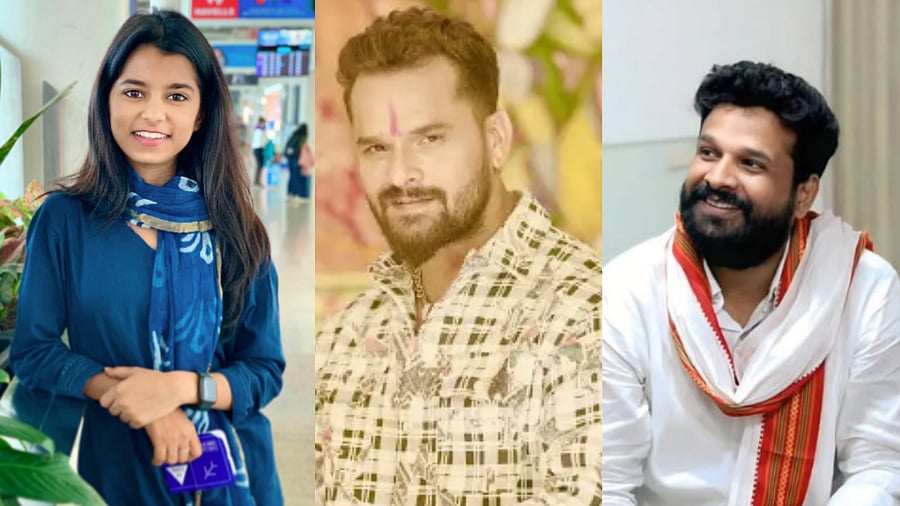 <div class="paragraphs"><p>L-R: Maithili Thakur, Khesarilal Yadav and Ritesh Pandey.</p></div>