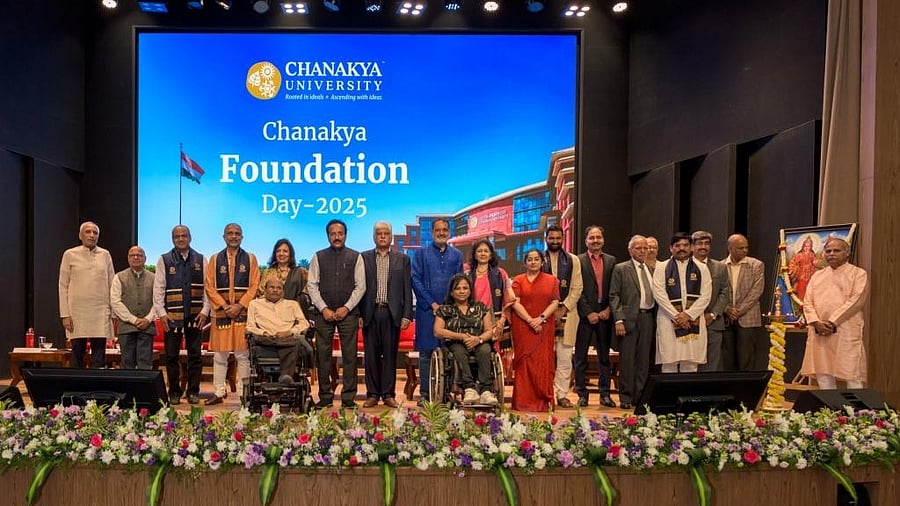 <div class="paragraphs"><p>Caption: Dignitaries at the third Chanakya University Foundation Day. Credit Special arrangement</p></div>